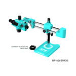 RF4 RF6565-Pro 3 (6.5-65X) Synchronous Zoom Trinocular Stereo Microscope With Double-arm Boom Stand